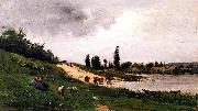 Charles-Francois Daubigny Washerwomen on the Riverbank